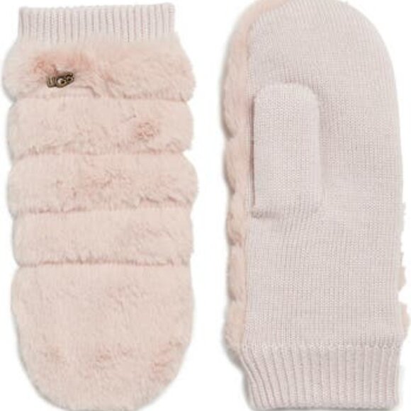 Pink Crystal UGG Faux Fur COZY Mittens - Picture 1 of 4